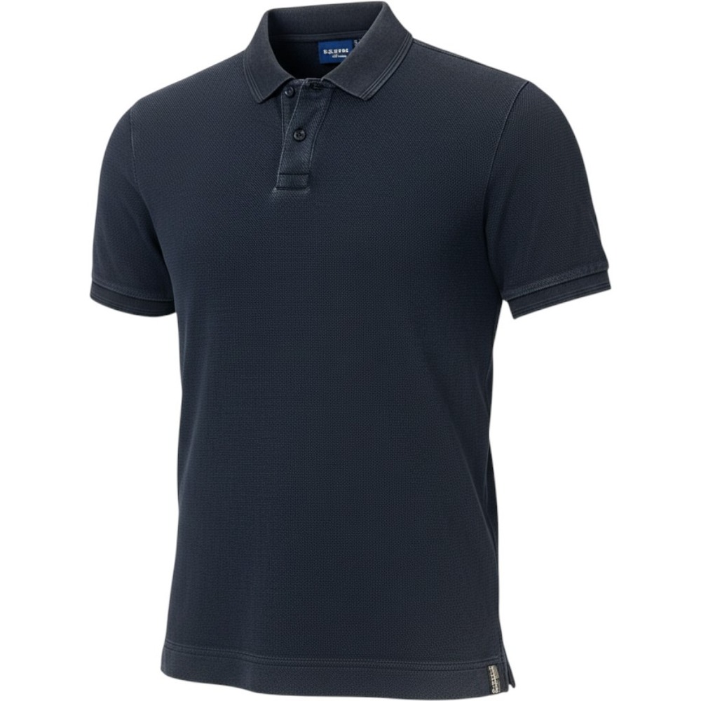 G-Star Raw Mens Faded Navy Blue Pique Short Sleeve Polo Shirt Large Logo Patch